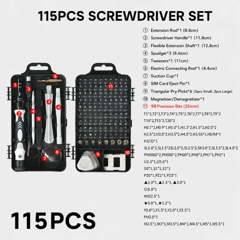Portable 115in1 Magnetic Screw - Electronics Repair Services ulasan dan harga